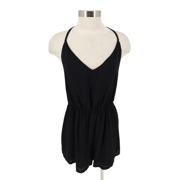 Anthropologie Pants - Ecote Anthropologie Shorts Romper Black Sleeveless V Neck One Piece Playsuit